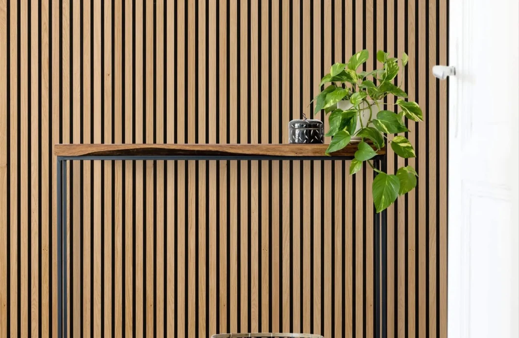 Eco-Friendly Slat Wood Panel Akupanel Veneer Pet MDF Acoustic Panel